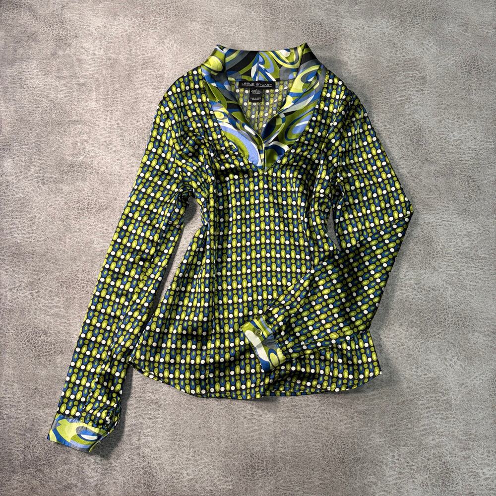 Vintage Retro Leslie Stuart Vibrant Long Sleeve Blouse